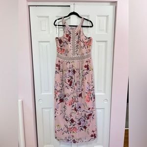 City Chic Pink Floral Maxi Dress - Size 16